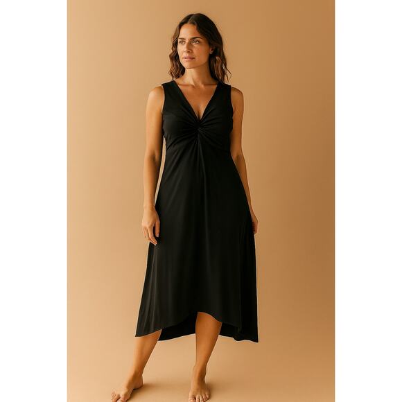 Chico's Dresses & Skirts - Chico's Women's Black V-Neck Sleeveless Asymmetrical Midi Casual Dress Size 2/L
